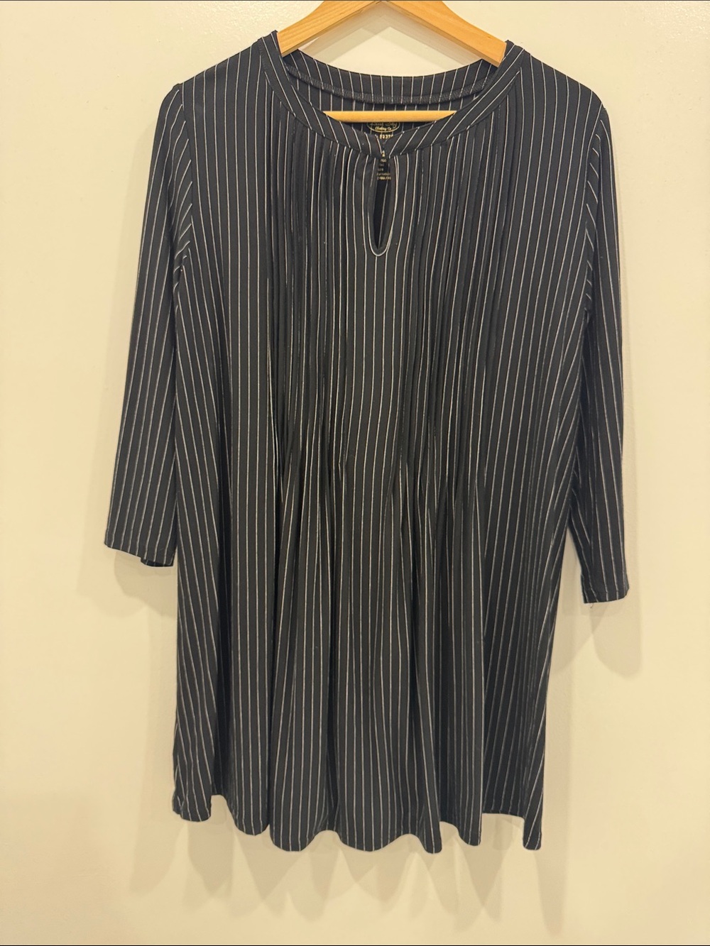 Blue Sky Bamboo Modal Black Pinstripe Tunic Top Small